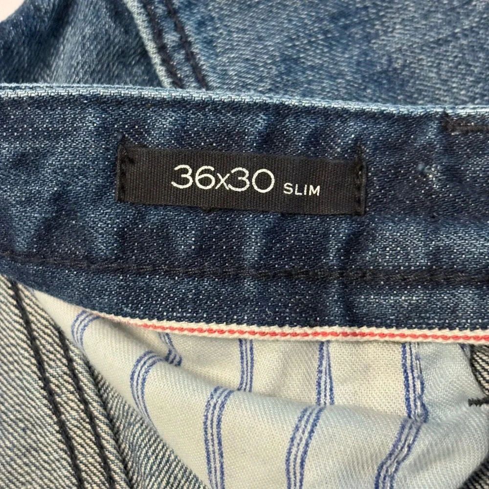 Banana Republic Slim Jeans Mens 36x30 Blue Premium Denim Button Fly 100% Cotton